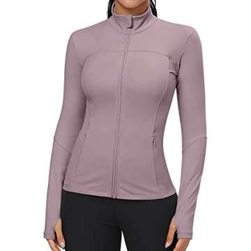 GYM RAINBOW Workout Jackets for Women, Full Zip Slim Fit Lightweight Athletic Running Sports Track J...