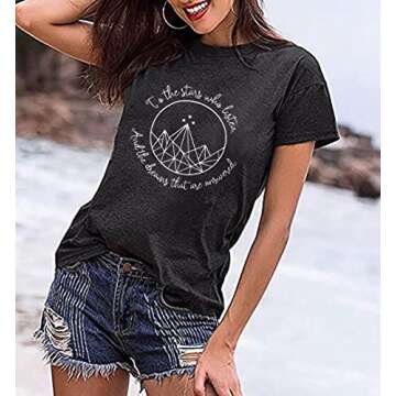 JMFXB Women's Acotar Velaris Night Court Symbol Grey Tee - Soft Cotton Blend, Fitted, Short Sleeve