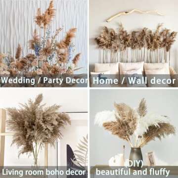 20 Stems 28" inch Large Brown Pampas Grass Decor Tall - Natural Fluffy Pompas Grass Bulk Tall Pampas Grass for Floor Vase - Boho Decor Home Decor Wedding Decor Event Decor，Gift