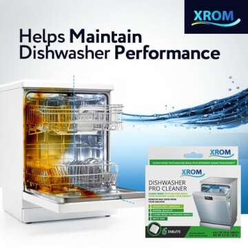 XROM Dishwasher Cleaner Tablets, Plant Based, Deep Clean and Descaler, Removes Odors & Hard Water St...