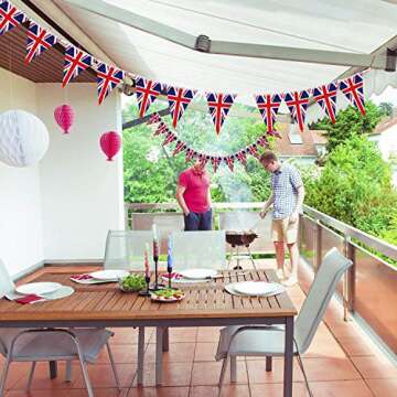 8M Union Jack Themed Bunting Banner - Durable & Vibrant Decorative Flags