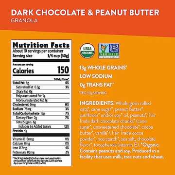 Love Crunch Organic Dark Chocolate & Peanut Butter Granola, 11.5 oz (Pack of 1), Non-GMO, Fair Trade, by Nature's Path