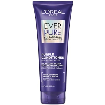 L’Oreal Paris Sulfate Free Brass Toning Purple Conditioner for Blonde, Bleached, Silver, or Brown ...