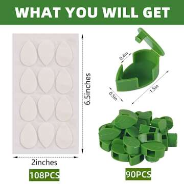 FIFNIM 90PCS Plant Clips for Climbing Plants,Plant Wall Clips for Vines Hanging Plant Tools Wall Fixture Clip Leaf-Shaped Self-Adhesive Plant Fixer,Home Decor
