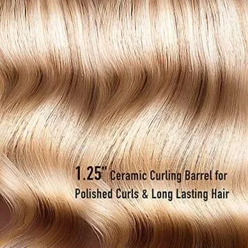 Lanvier 1.25 Inch Clipped Curling Iron with Extra Long Tourmaline Ceramic Barrel, Professional Hair Curler up to 450°F Dual Voltage for Traveling, Hair Waving Style Tool for Girls & Women-Rose Gold