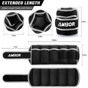 AMBOR Ankle Weights, 1 Pair 2 3 4 5 Lbs Adjustable Leg Weights, Strength Training Ankle Weights for Men Women, Wrist Weights Strap Set for Walking Running Gym Fitness Workout 2 Pack