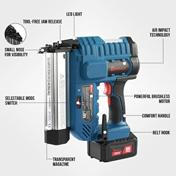 Enhulk Cordless Brad Nailer with Brushless Motor - 20V 4.0Ah