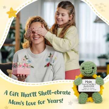 OASSIE Gifts for Mom from Daughter Son - Mint Mini Handmade Positive Turtle Crochet with Message Car...