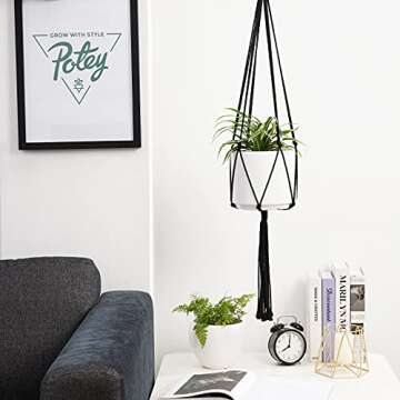 POTEY 640303 Macrame Plant Hangers - Handmade Indoor Outdoor Hanging Plant Holder, 6 Legs 40" 4-Pack...