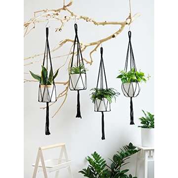 Stylish POTEY Macrame Plant Hangers for Boho Decor