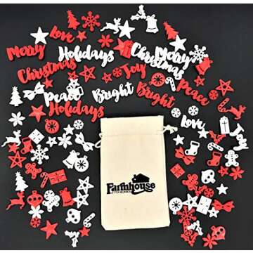 Christmas Letter Set for Changeable Felt Letter Boards, 3/4" Characters (Includes Christmas Symbols, Full Holiday Words) & Burlap Storage Bag (Red/White (Christmas))