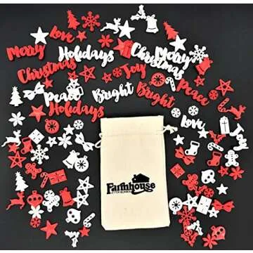 Christmas Letter Set for Changeable Felt Letter Boards, 3/4" Characters (Includes Christmas Symbols, Full Holiday Words) & Burlap Storage Bag (Red/White (Christmas))