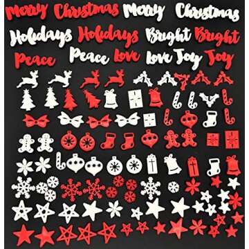 Christmas Letter Set for Changeable Felt Letter Boards, 3/4" Characters (Includes Christmas Symbols, Full Holiday Words) & Burlap Storage Bag (Red/White (Christmas))