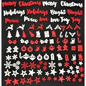 Christmas Letter Set for Changeable Felt Letter Boards, 3/4" Characters (Includes Christmas Symbols, Full Holiday Words) & Burlap Storage Bag (Red/White (Christmas))