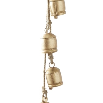 Deco 79 Rustic Metal Cowbell Decorative Bells 4" x 3" x 29" Gold