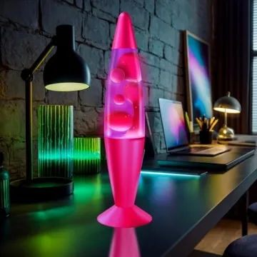 JAMBO 16" Beautiful Lamp- The Upgraded Motion Lamp- Purple with Pink Wax, Relaxing Liquid Lamp, Night Light Nightlight, Home Decor Living Room Office Bedroom Lamp for Adults Teens Kids Magma Lamp