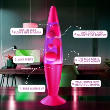 JAMBO 16" Beautiful Lamp- The Upgraded Motion Lamp- Purple with Pink Wax, Relaxing Liquid Lamp, Night Light Nightlight, Home Decor Living Room Office Bedroom Lamp for Adults Teens Kids Magma Lamp