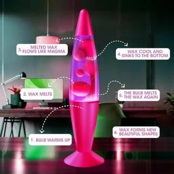 JAMBO 16" Beautiful Lamp- The Upgraded Motion Lamp- Purple with Pink Wax, Relaxing Liquid Lamp, Night Light Nightlight, Home Decor Living Room Office Bedroom Lamp for Adults Teens Kids Magma Lamp