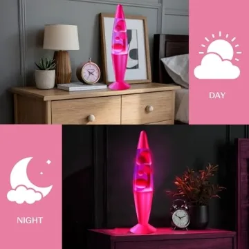 JAMBO 16" Beautiful Lamp- The Upgraded Motion Lamp- Purple with Pink Wax, Relaxing Liquid Lamp, Night Light Nightlight, Home Decor Living Room Office Bedroom Lamp for Adults Teens Kids Magma Lamp