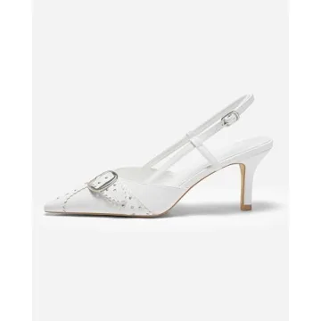 Coutgo Studded Slingback Kitten Heels Elegant Comfortable Pumps