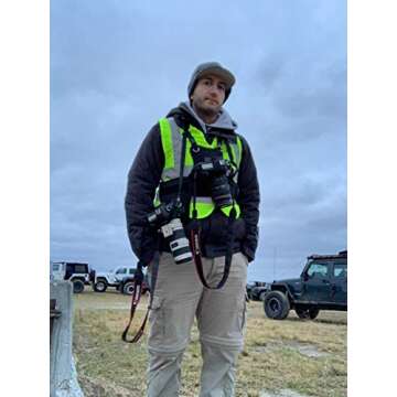 Nicama Dual Shoulder Camera Harness for 2 Cameras, Carrier Chest Vest with Side Holster for Canon 6D 600D 5D2 5D3 Nikon D800 Sony A7S A7R Panasonic Olympus DSLR Cameras HiKing Climbing Wedding Travel