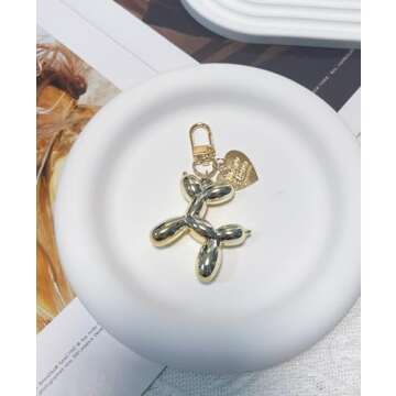 LAEKOU Jelly Balloon Dog Design Keychain for Women, Cute Girls Key Chain, Bag Charms Accessories for...