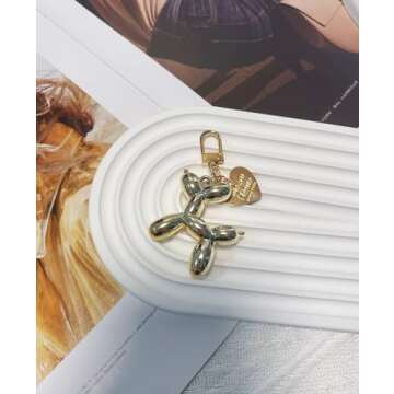 LAEKOU Jelly Balloon Dog Design Keychain for Women, Cute Girls Key Chain, Bag Charms Accessories for Car Purse Backpack