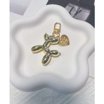 LAEKOU Jelly Balloon Dog Design Keychain for Women, Cute Girls Key Chain, Bag Charms Accessories for Car Purse Backpack