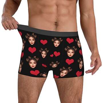 Byxhuc Personalized Underwear for Men Father Husband Boyfriend Valentines Day Gifts for Him Boyfriend Personalized, Customize Boxers for Men Father's Day Birthday Anniversary Men Gifts for Him