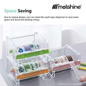 Molshine Transparent Multi Washi Tape Dispenser for Crafting