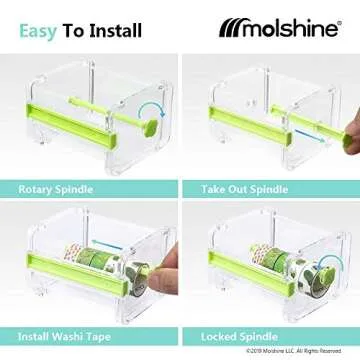 Molshine Transparent Multi Washi Tape Dispenser for Crafting