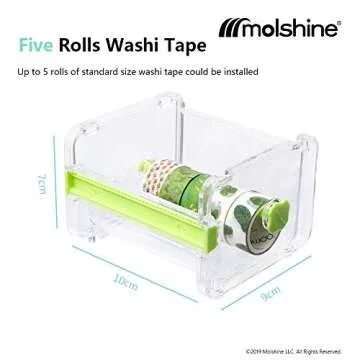 Molshine Transparent Multi Washi Tape Dispenser for Crafting