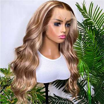 Ombre Blonde Lace Front Wig Human Hair Pre Plucked 13x4 HD Transparent 4/613 Highlight Blonde Lace F...