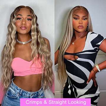 Ombre Blonde Lace Front Wig Human Hair Pre Plucked 13x4 HD Transparent 4/613 Highlight Blonde Lace Frontal Wigs Human Hair 180% Density Colored Body Wave Lace Front wig Human Hair for Black Women 20 Inch (Supernova Hair,Blonde Highlight Wig)
