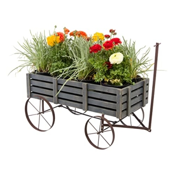 Shine Company Gray Decorative Wagon Planter for Gardens