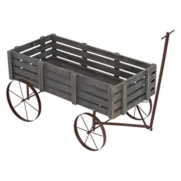 Shine Company Gray Decorative Wagon Planter for Gardens