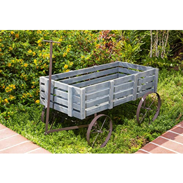 Shine Company Gray Decorative Wagon Planter for Gardens