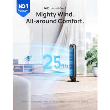 Dreo Tower Fan for Bedroom, Smart Oscillating Quiet Floor Fans, Standing Bladeless Fan with Remote and WiFi Voice Control, 4 Modes, 4 Speeds, 8H Timer, 28dB, Works with Alexa/Google