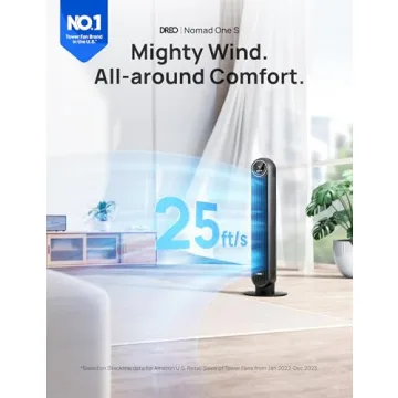 Dreo Tower Fan for Bedroom, Smart Oscillating Quiet Floor Fans, Standing Bladeless Fan with Remote and WiFi Voice Control, 4 Modes, 4 Speeds, 8H Timer, 28dB, Works with Alexa/Google