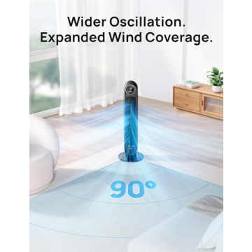 Dreo Tower Fan for Bedroom, Smart Oscillating Quiet Floor Fans, Standing Bladeless Fan with Remote and WiFi Voice Control, 4 Modes, 4 Speeds, 8H Timer, 28dB, Works with Alexa/Google