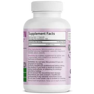 Bronson Ultra Biotin 10,000 Mcg Hair Skin and Nails Supplement, Non-GMO, 120 Vegetarian Capsules