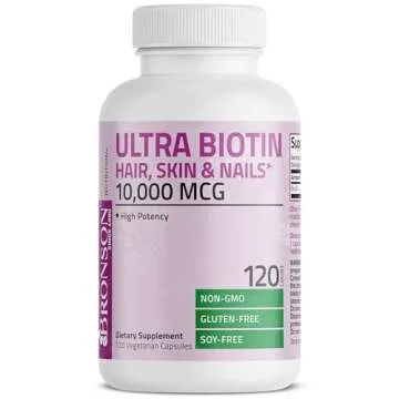 Bronson Ultra Biotin 10,000 Mcg Hair Skin and Nails Supplement, Non-GMO, 120 Vegetarian Capsules