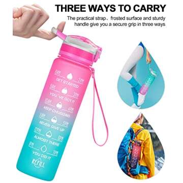 Buy 32oz Motivational Water Bottle BPA-Free Tritan Leakproof