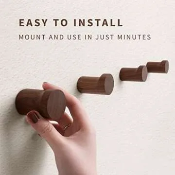 NAUMOO Natural Wooden Wall Mounted Hooks - Pack of 4 - Modern - Handmade Decorative Wood Pegs Minimalist for Hanging Hat, Coats (Black Walnut Wood)