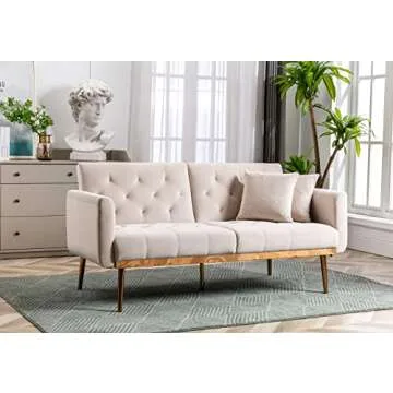 Antetek Velvet Futon Sofa Bed with 3 Adjustable Positions