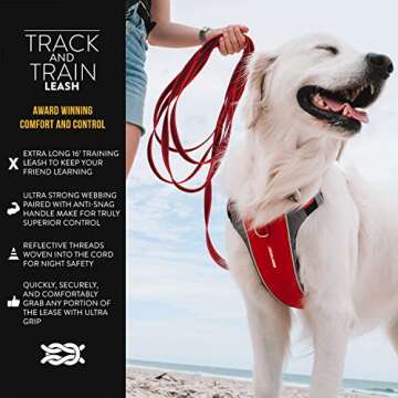 EzyDog Track and Train Premium Dog Leash - 16-Foot Extra Long Lead for Easy Training - Includes Traf...