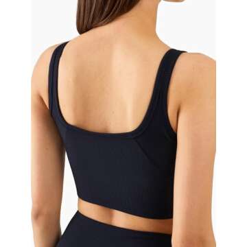 Chilylori Women's Seamless Sports Bra Workout Crop Top Ribbed Padded Longline Wirefree Medium Suppor...