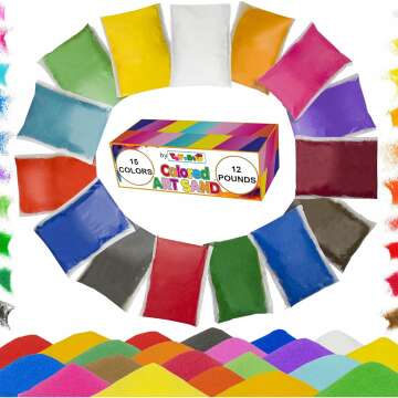 Toyssio Colored Sand Set - 15 Vibrant Colors, 12 lbs for Artistic Creations