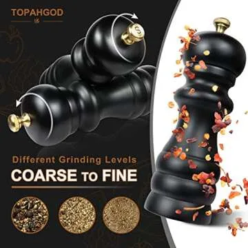 Salt and Pepper Grinders Set of 2, Manual Pepper Mill & Salt Grinder with Adjustable Ceramic Rotor & Stainless Steel Gasket, Refillable Black Salt & Pepper Shakers for BBQ Restaurant Kitchen