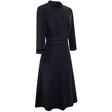 HOMEYEE Women's Chic Crew Neck 3/4 Sleeve Party Homecoming Aline Dress A135(6,Black)